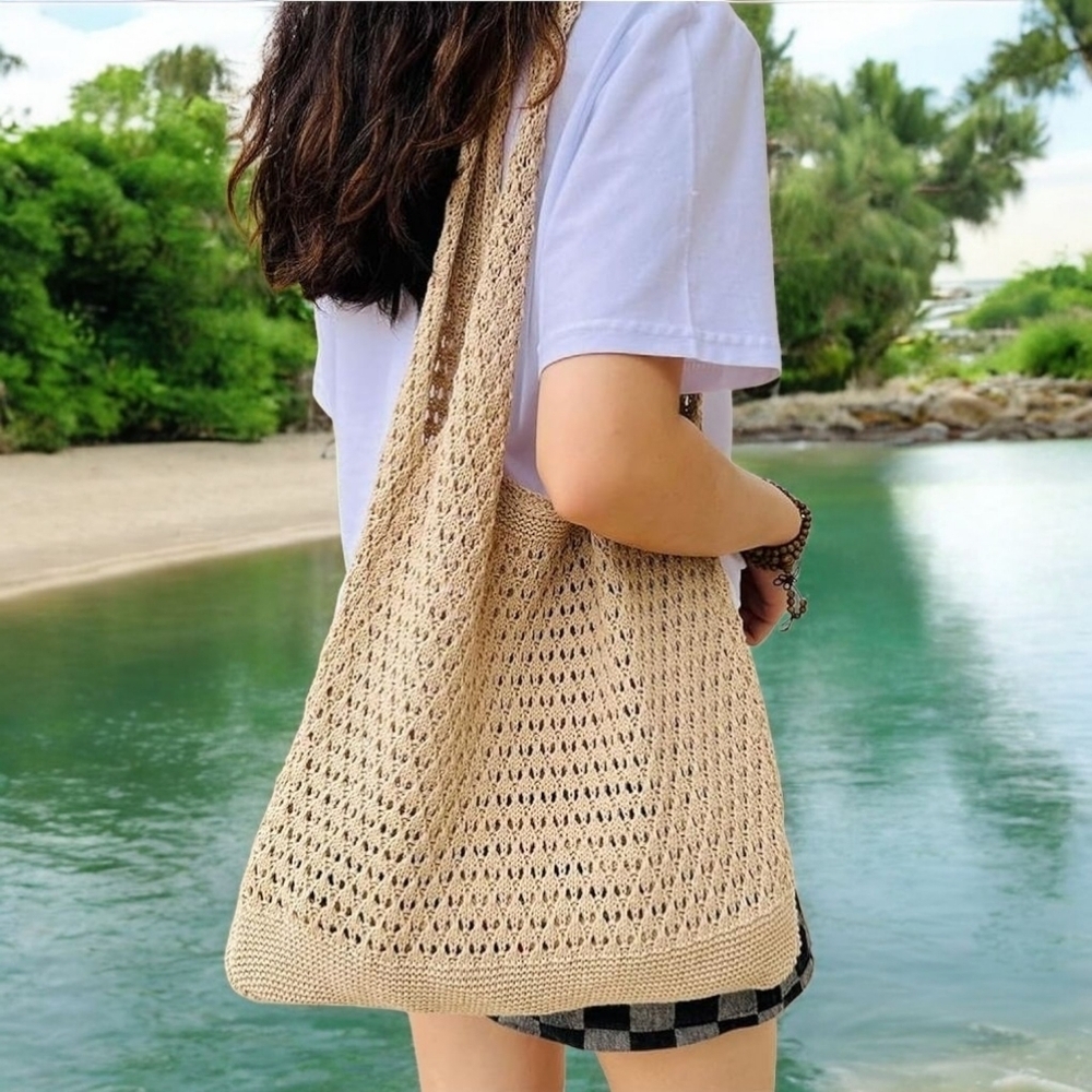 Boho Crochet Shoulder Bag NWT - Picture 2 of 4